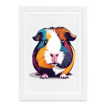 Colorful Guinea Pig Pop Art Illustration - Framed poster (27 × 37 cm) - white - Front