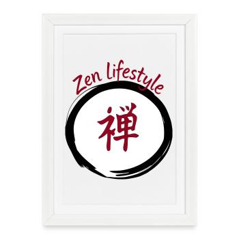 Lifestyle Zen Kanji Circulaire - Affiche encadrée (27 × 37 cm) - blanc - Devant