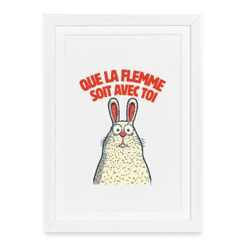 LapinFlemme: Que la flemme soit avec toi - Affiche encadrée (27 × 37 cm) - blanc - Devant
