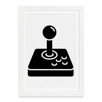 Icône d’arcade rétro joystick - Affiche encadrée (27 × 37 cm) - blanc - Devant