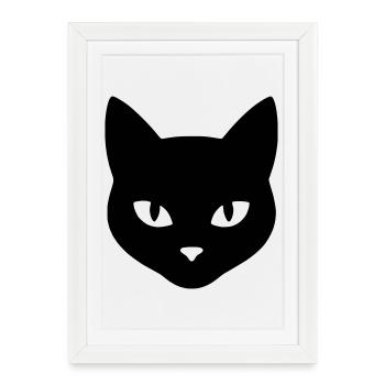 Tête_de_chat - Affiche encadrée (27 × 37 cm) - blanc - Devant