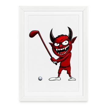 Golf Teufel - Framed poster (27 × 37 cm) - white - Front