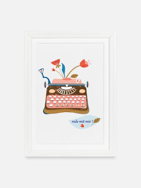 Schreibmaschine - Gerahmtes Poster (27 × 37 cm) - Weiß