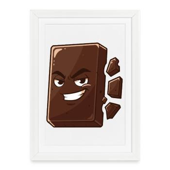 Charming chocolate block with grin - Framed poster (27 × 37 cm) - white - Front