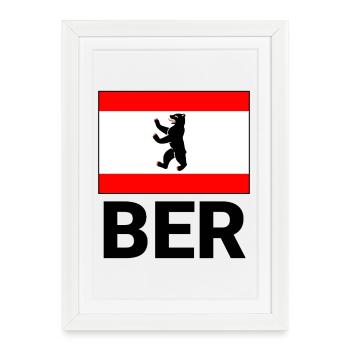 Motif sportif pour Berlin avec drapeau et BER - Affiche encadrée (27 × 37 cm) - blanc - Devant