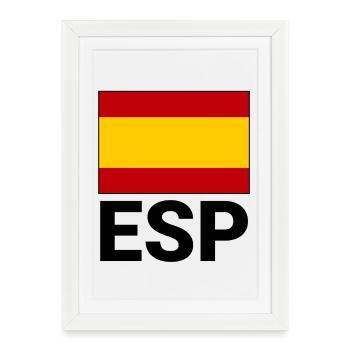 Drapeau sportif espagnol avec abréviation ESP - Affiche encadrée (27 × 37 cm) - blanc - Devant