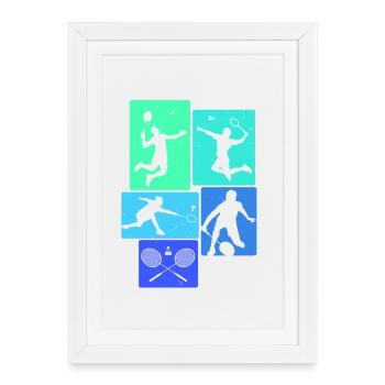 Badminton - Affiche encadrée (27 × 37 cm) - blanc - Devant