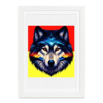 Loup - Affiche encadrée (27 × 37 cm) - blanc - Devant