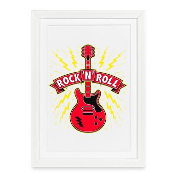 Guitare Rock 'n' Roll - Affiche encadrée (27 × 37 cm) - blanc - Devant