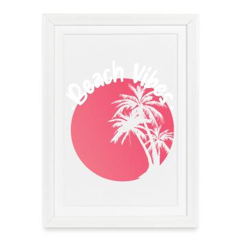 Beach Vibes Palm Sunset Design - Framed poster (27 × 37 cm) - white - Front