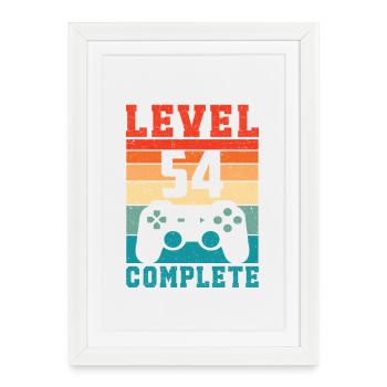 54th Birthday Level 54 Complete 54 Years Gamer - Framed poster (27 × 37 cm) - white - Front