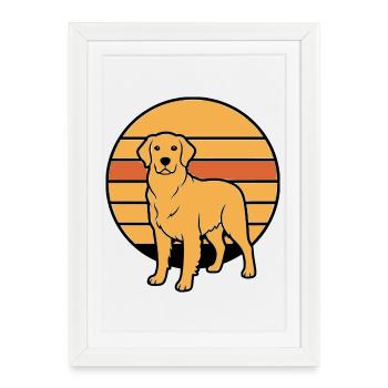Dog Retriever Retro Sunset - Framed poster (27 × 37 cm) - white - Front