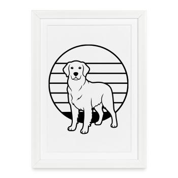 Esquisse rétro du soleil du chien retriever - Affiche encadrée (27 × 37 cm) - blanc - Devant