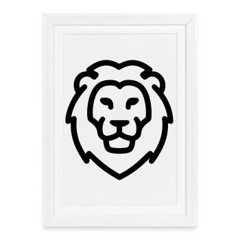 lion - Affiche encadrée (27 × 37 cm) - blanc - Devant