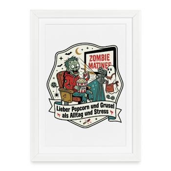 Zombie Cinema Popcorn Everyday Humor - Framed poster (27 × 37 cm) - white - Front