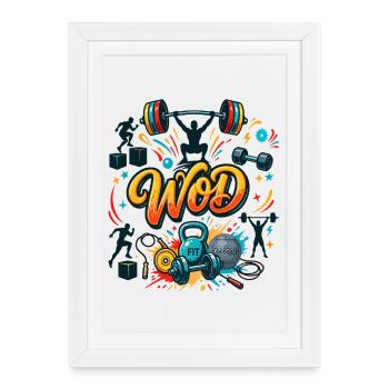 WOD Fitness Bodybuilding Workout Cross Sport Gym - Framed poster (27 × 37 cm) - white - Front