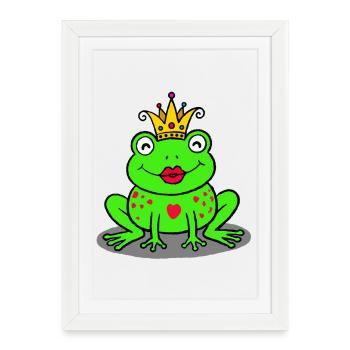 Grenouille royale au cœur - Affiche encadrée (27 × 37 cm) - blanc - Devant