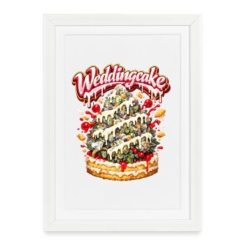 Gâteau de mariage Graffiti Bud Art Print - Affiche encadrée (27 × 37 cm) - blanc - Devant