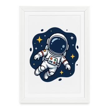 Astronaute cosmique dans la nuit étoilée - Affiche encadrée (27 × 37 cm) - blanc - Devant