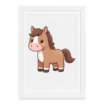 Niedliches Pferd Pferdchen Geschenk Reiter - Gerahmtes Poster (27 × 37 cm) - Weiß - Vorne