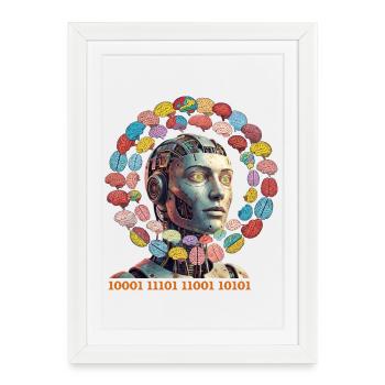 AI brain magic in colorful orbit - Framed poster (27 × 37 cm) - white - Front