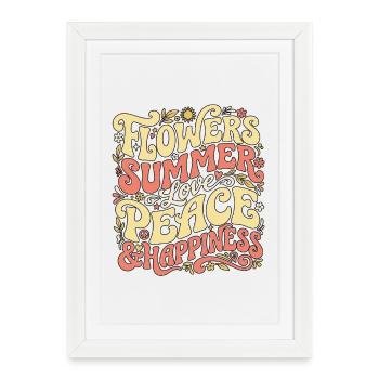 Retro Summer Flower - Framed poster (27 × 37 cm) - white - Front
