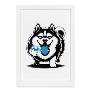 Husky Eiswürfel Cool Winter - Framed poster (27 × 37 cm) - white - Front