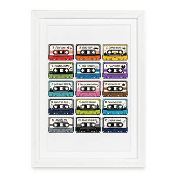Collection de Cassettes Audio Rétro - Affiche encadrée (27 × 37 cm) - blanc - Devant