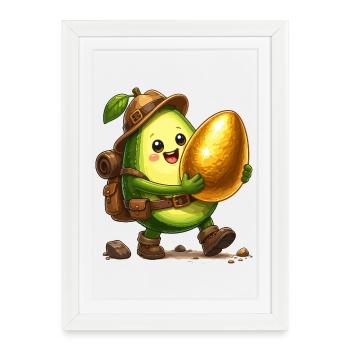 Avocado Adventurer with Golden Found - Framed poster (27 × 37 cm) - white - Front