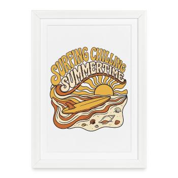 Allez surfer - Affiche encadrée (27 × 37 cm) - blanc - Devant