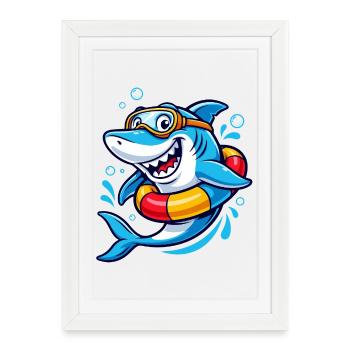 Cool Bath Shark - Framed poster (27 × 37 cm) - white - Front