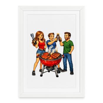 Barbecue with friends - Framed poster (27 × 37 cm) - white - Front