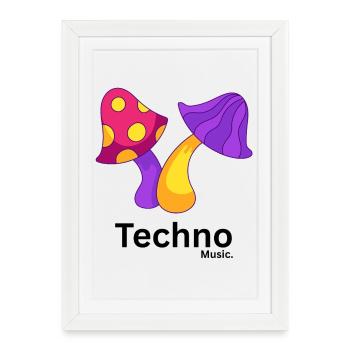 Pop Art du Trio Champignons Vivants - Affiche encadrée (27 × 37 cm) - blanc - Devant