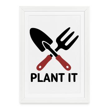 Logo Plant It d’outil de jardin - Affiche encadrée (27 × 37 cm) - blanc - Devant