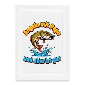 Pêcher avec papa - Affiche encadrée (27 × 37 cm) - blanc - Devant