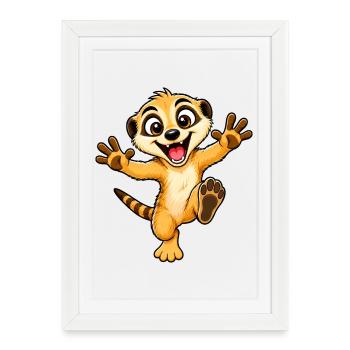 Idée de cadeau - Suricate drôle - Affiche encadrée (27 × 37 cm) - blanc - Devant