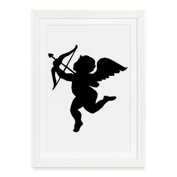 Ange avec arc et flèche, ange de l'amour - Affiche encadrée (27 × 37 cm) - blanc - Devant