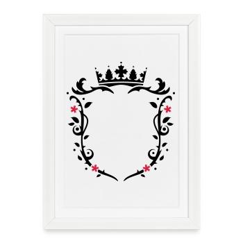 un blason avec une couronne - Affiche encadrée (27 × 37 cm) - blanc - Devant