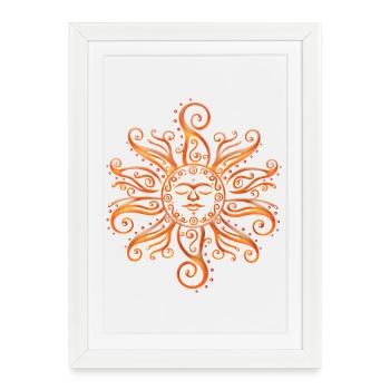 Soleil tribal. Midsummer, festival d'été. - Affiche encadrée (27 × 37 cm) - blanc - Devant