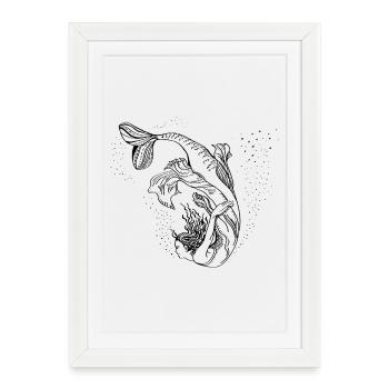 illustration de sirène belle femme sirène poisson - Affiche encadrée (27 × 37 cm) - blanc - Devant