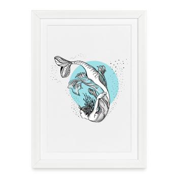 sirène sirène illustration fille eau lol - Affiche encadrée (27 × 37 cm) - blanc - Devant