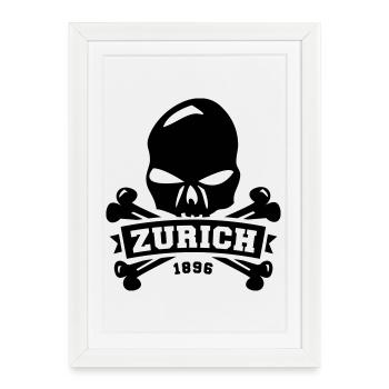 Zürich - Züri isch ois - 1896 - Affiche encadrée (27 × 37 cm) - blanc - Devant