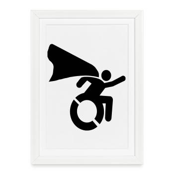 en fauteuil roulant # - Affiche encadrée (27 × 37 cm) - blanc - Devant