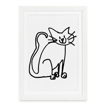 Drôle de chat, Fan de chat - Affiche encadrée (27 × 37 cm) - blanc - Devant