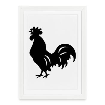 coq - Affiche encadrée (27 × 37 cm) - blanc - Devant