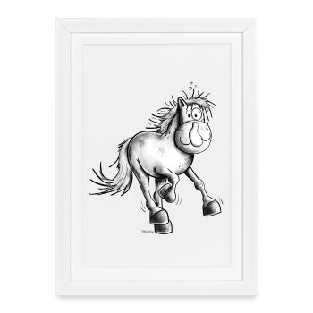 Flottes Pferdchen - Gerahmtes Poster (27 × 37 cm) - Weiß - Vorne