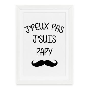 Papy Papi Bébé Naissance Grand Père Amour - Affiche encadrée (27 × 37 cm) - blanc - Devant
