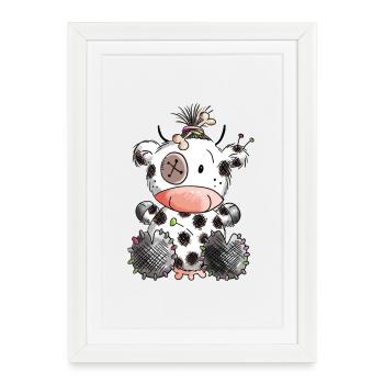Voodoo Cow - Cows - Gift - Cartoon - Doll - Framed poster (27 × 37 cm) - white - Front