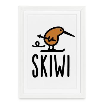 Skiwi marrant kiwi oiseau Nouvelle-Zélande dessin - Affiche encadrée (27 × 37 cm) - blanc - Devant