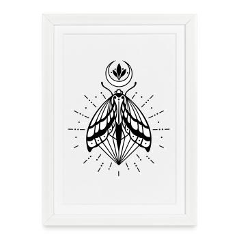Papillon lune cristal diamant luciole - Affiche encadrée (27 × 37 cm) - blanc - Devant
